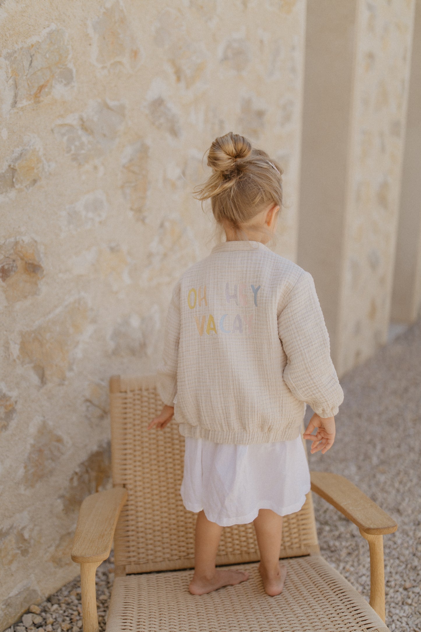 Musselin Jacke 'Oh Hey Vacay' Beige