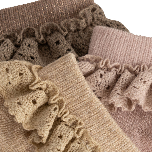 3er-Pack Spitzensöckchen 'Rose/Sand/Roebuck' - The Little One • Family.Concept.Store.