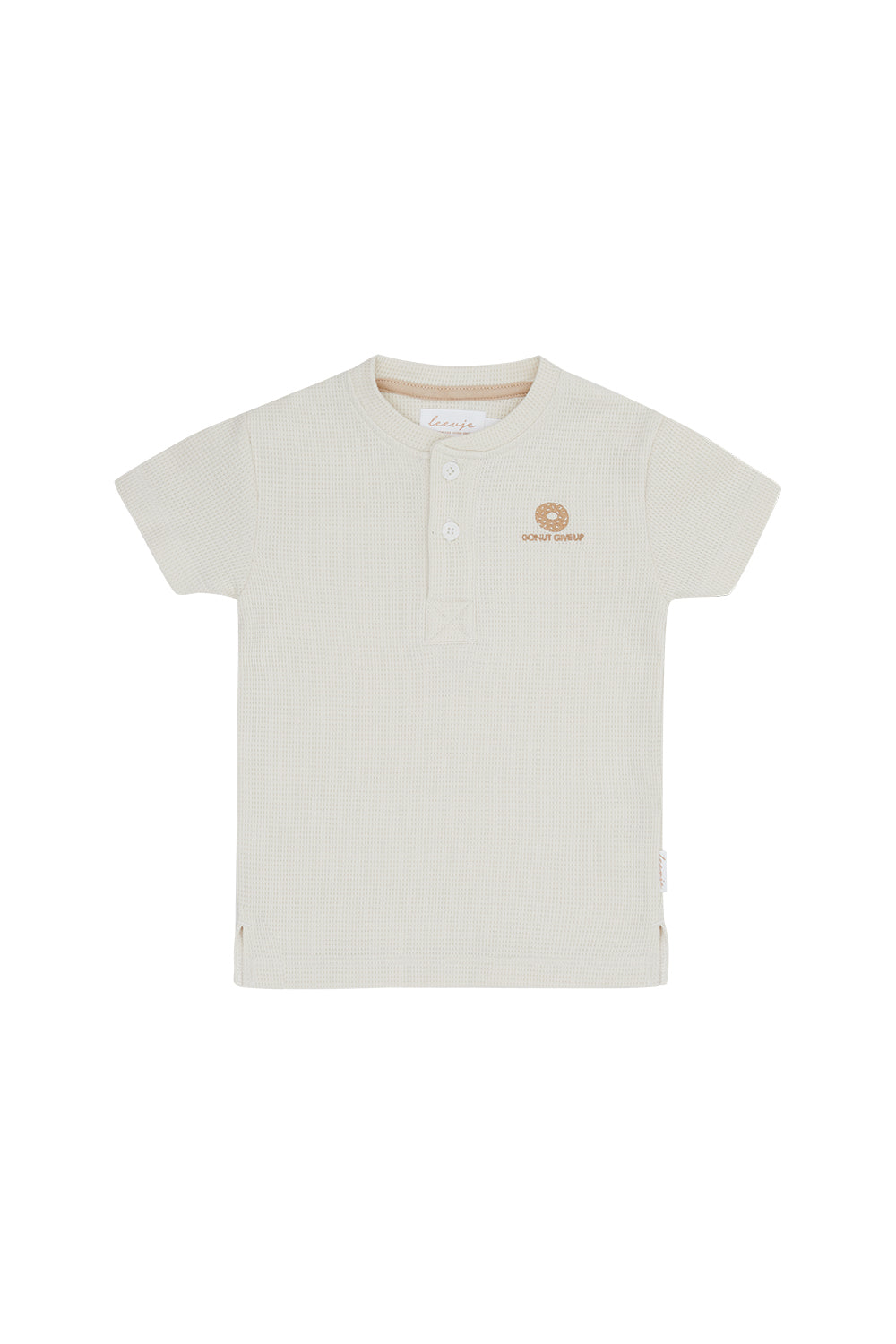 Unisex T-Shirt 'Donut give up' aus Wafflepiqué 'Beige'